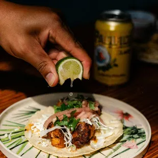 Tacos with house made corn tortillas