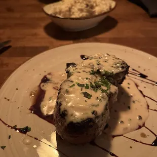 Filet mignon peppercorn sauce