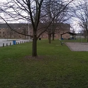 shelters and basketball court