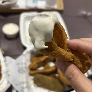 Onion ring with ranch