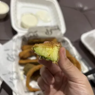 Inside of fries zucchini