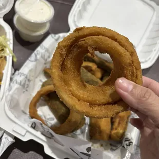 Onion rings were huge but only came with about 5 rings