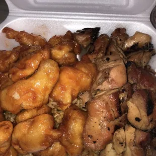 Burbin chicken and orange chicken