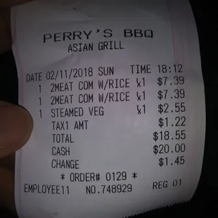 a receipt for a bbq