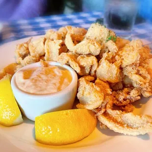 Cornmeal Fried Calamari - not the best I&apos;ve tried. I say skip this.