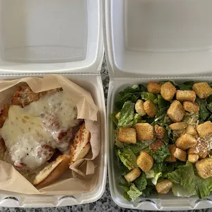 Meatball Sub with Cheese (6inch) and Caesar Salad