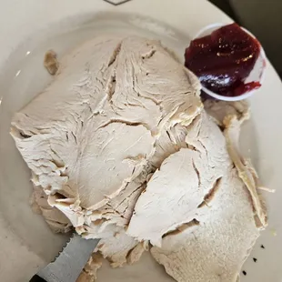 Turkey lunch special, sweet stuffing underneath