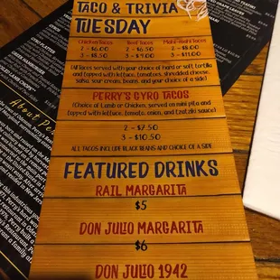 Taco Tuesday Menu