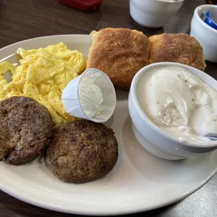 A1 breakfast (2 eggs, sausage, biscuits and gravy)