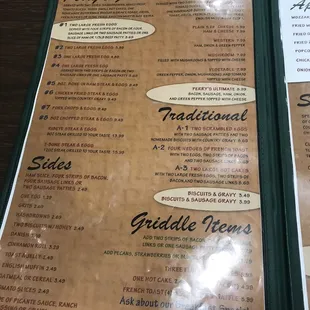 Menu and pricing as of 7/21/19