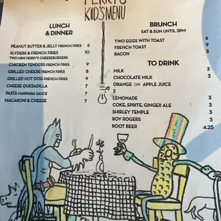Kids menu