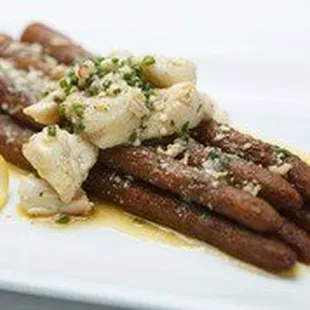 Perry's Signature Fried Asparagus Topped With Jumbo Lump Crab Meat