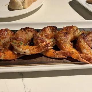 BBQ Bacon-Wrapped Cedar Plank Gulf Shrimp