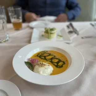 Burrata and Chilled Apricot Soup
