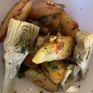 Potatoes &amp; Artichokes with capers