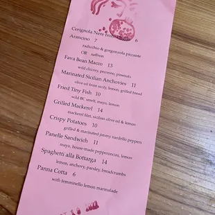 menu