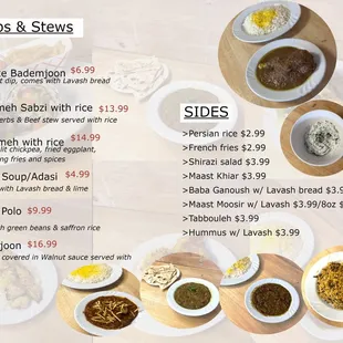 the menu for the restaurant