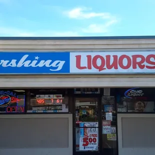 the front of a liquor store