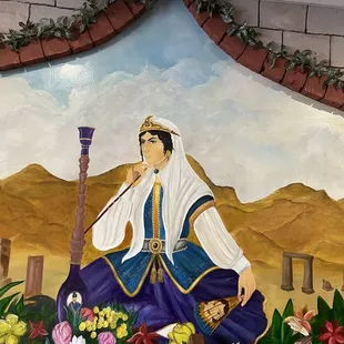 a woman in a blue dress