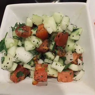 Jan 22- Shirazi salad - $5 - 4.5/5 - delicious and fresh mix of fresh mint, tomato, cucumber and onion.
