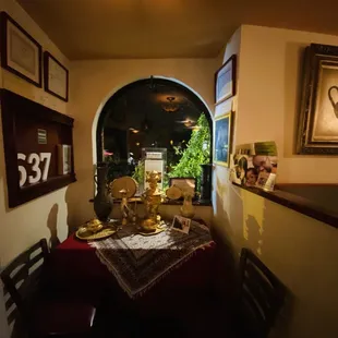 a view of a dining room