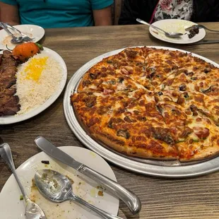 Kabob and pizza