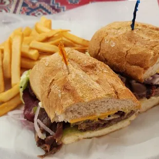 Tri TIp sandwich with fries lunch special