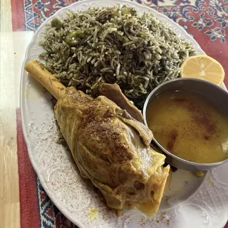 Lamb Shank Baghali Polo