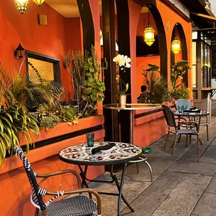 tables and chairs outside