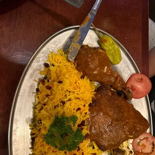 Zereshk Polo with Chicken Dinner