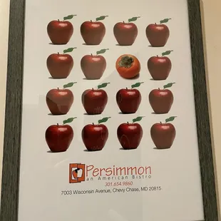 A sign displayed in the bistro's foyer