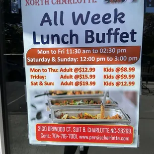 Buffet hours for lunch