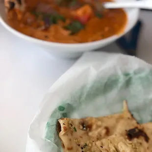 Chicken tikka w garlic naan.