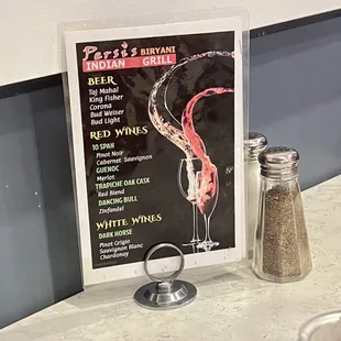 Drink menu
