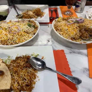 Malai Kofta biryani (one of today's specials) and lamb biryani.  HUGE servings.  One could easily feed two-three people!