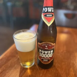 a beer and a glass