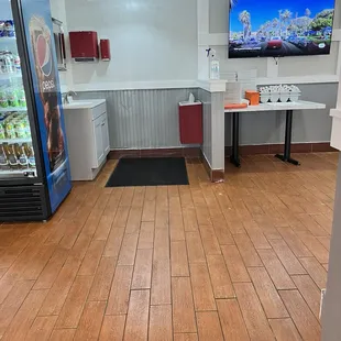 a view of the kitchen and dining area