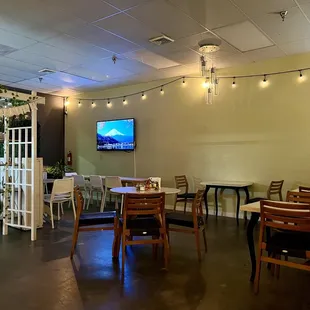 Dimmed lights and mellow music for a date night vibe