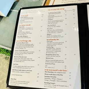 menu