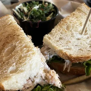 Chicken salad sandwich with side of southwest slaw $10.40