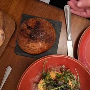 Sunchoke and butternut dip, spiced bread