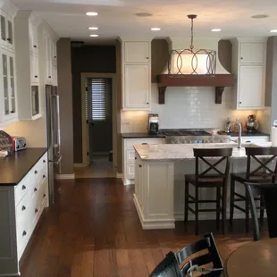 a view of the kitchen from the dining room