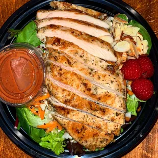 Chicken almond salad with strawberry balsamic vinaigrette