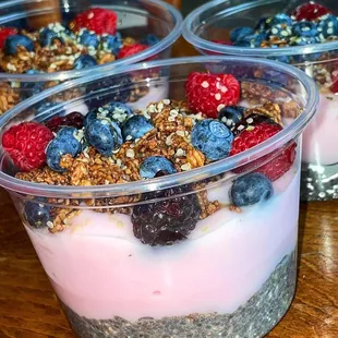 Chia pudding and mixed berry parfait