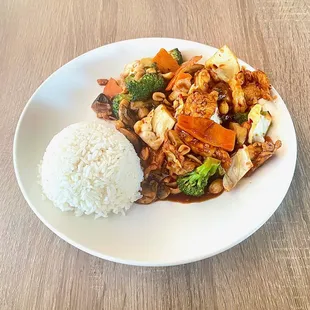 Kung Pao Chicken &amp; Shrimp, White Rice