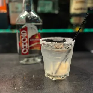 a shot of a drink in a shot glass