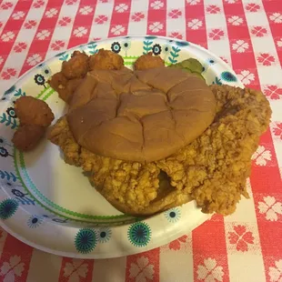 Delicious giant tenderloin &amp; fried cheese balls