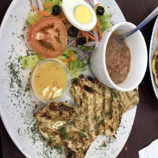 Grilled Chicken, salad and beans