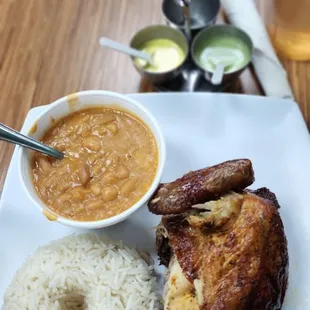 1/4 LB chicken with Rice and Beans