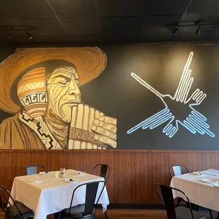 a mural in a restaurant